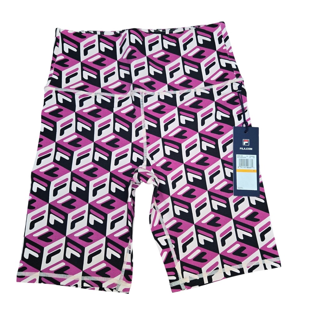 NWT Fila Ainhoa High Waist‎ Geometric Print Bike Short Sz S